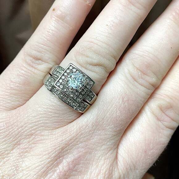 White Gold Filled Diamond Engagement Ring - Picture 4 of 7